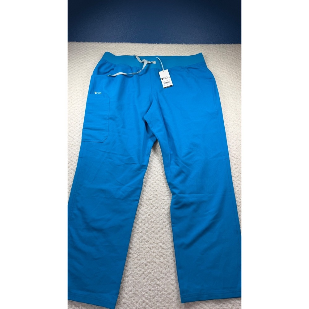 NWT Figs Kade Cargo Scrubs Pants Womens 2XL AQUA blue Technical Collection READ
